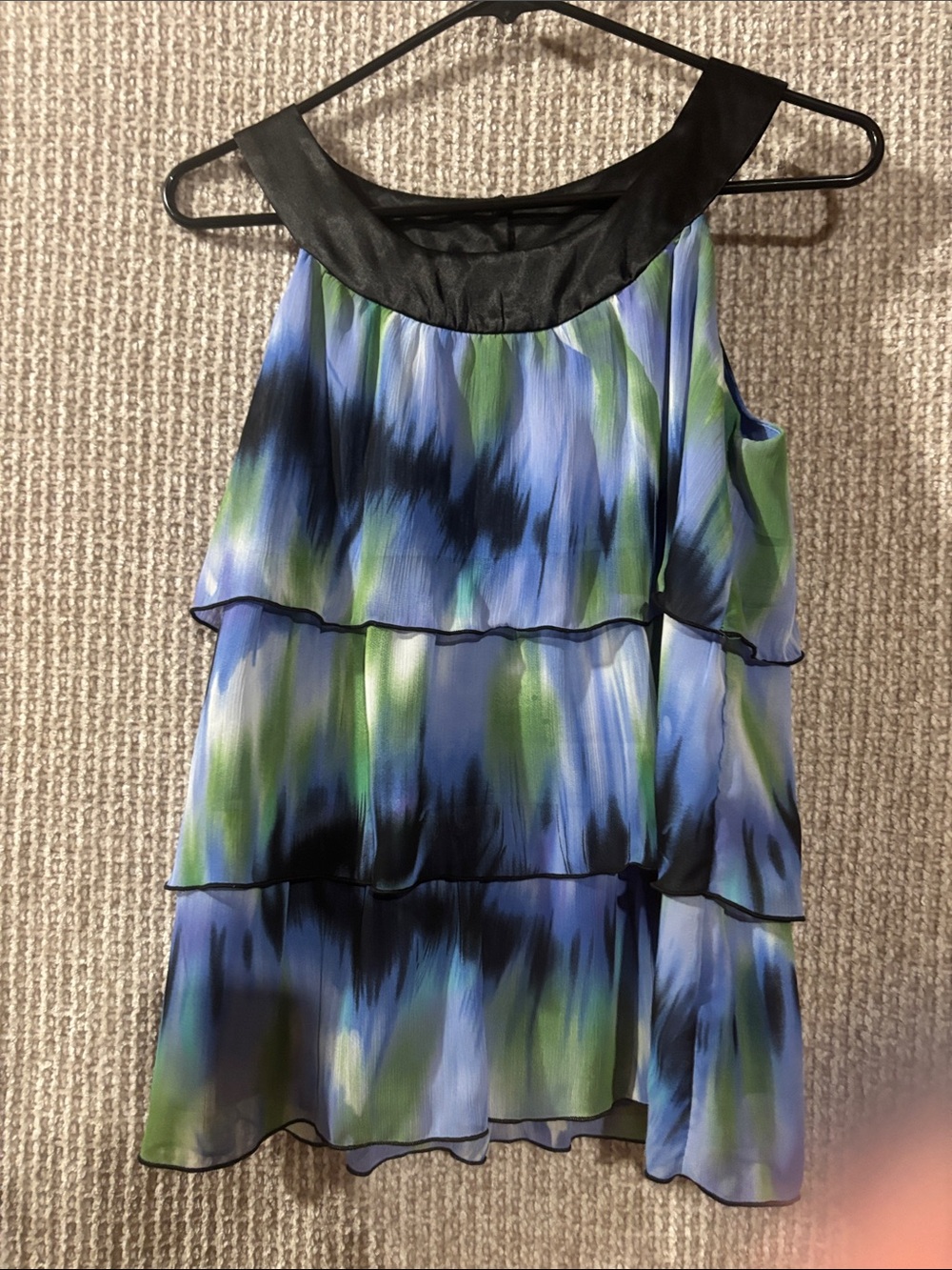 AGB Blue, Green & Black Tiered Ruffle Camisole